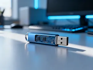 Świecąca ikona Bluetooth nad płytką drukowaną, symbolizująca nowoczesną technologię bezprzewodową.
