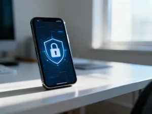 Otwarte etui ładujące słuchawek Baseus WM01 z widocznymi diodami LED na minimalistycznym drewnianym biurku.