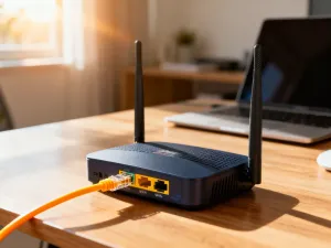 Nowoczesny smartfon z ikoną fali dźwiękowej na ekranie, symbolizujący aktywację asystenta głosowego w inteligentnym domu.