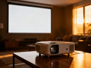 Nowoczesny router domowy na drewnianym biurku, gotowy do konfiguracji i aktualizacji oprogramowania.