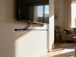 Trzy nowoczesne laptopy gamingowe ustawione obok siebie na ciemnym biurku, prezentujące wydajność i futurystyczny design.